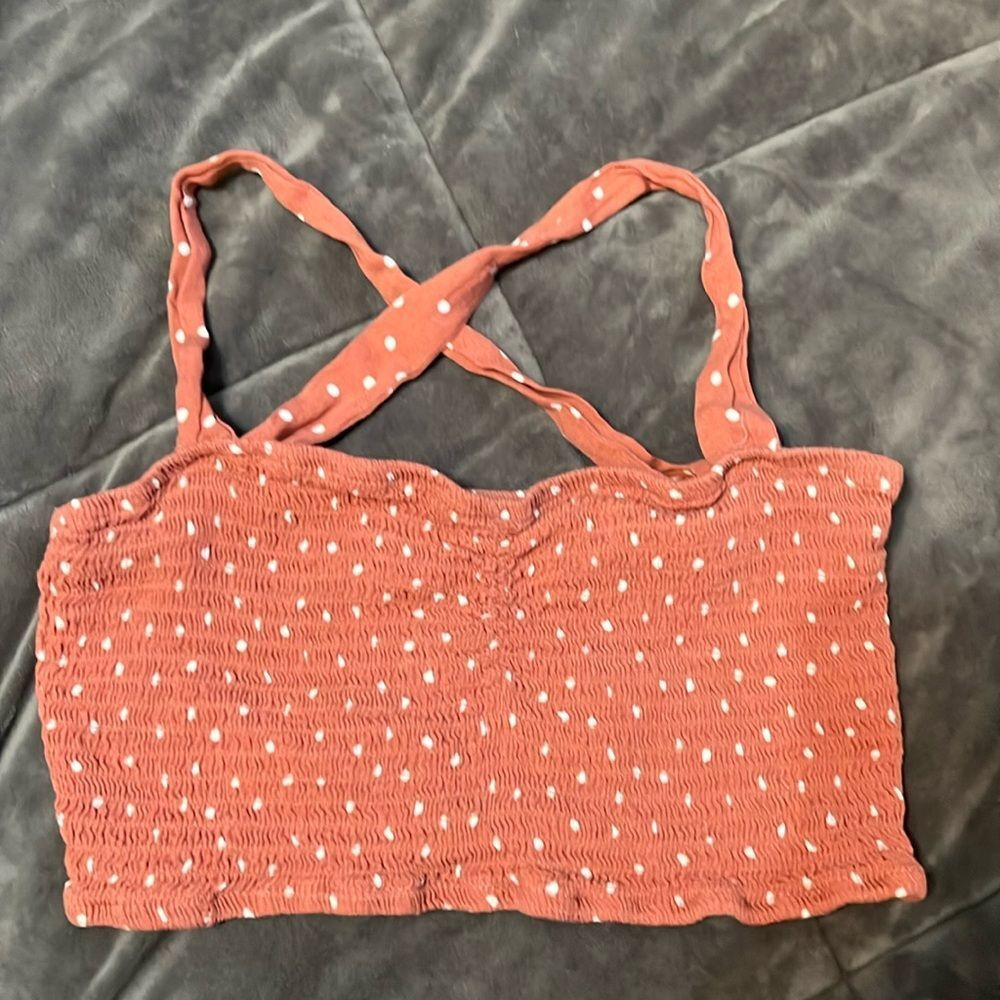 Lottie Moss Elastic Polka Dot Adjustable Criss Cross Bralette Cropped Tank Top S